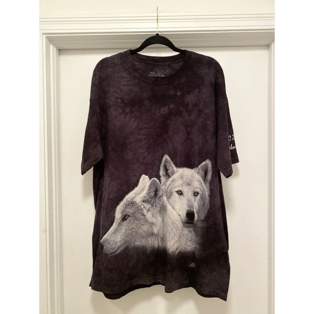 The Mountain Graphic Tee Size XL White Wolf Lookout Nature Black Tie Dye 2015 - Picture 1 of 7
